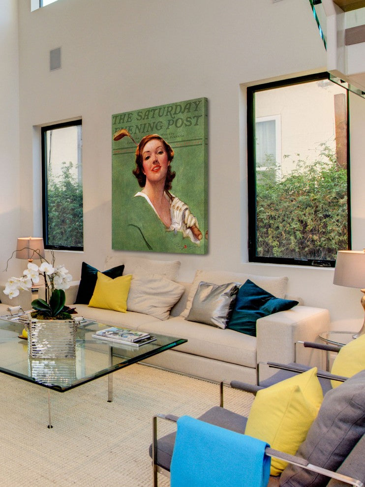 "Portrait of Lady Golfer" Painting Print on Canvas by Penrhyn Stanlaws