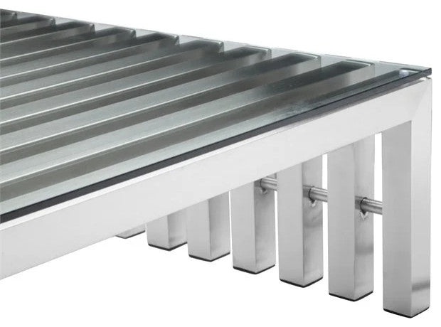 Pangea Home Vlad Square Brushed Metal Coffee Table