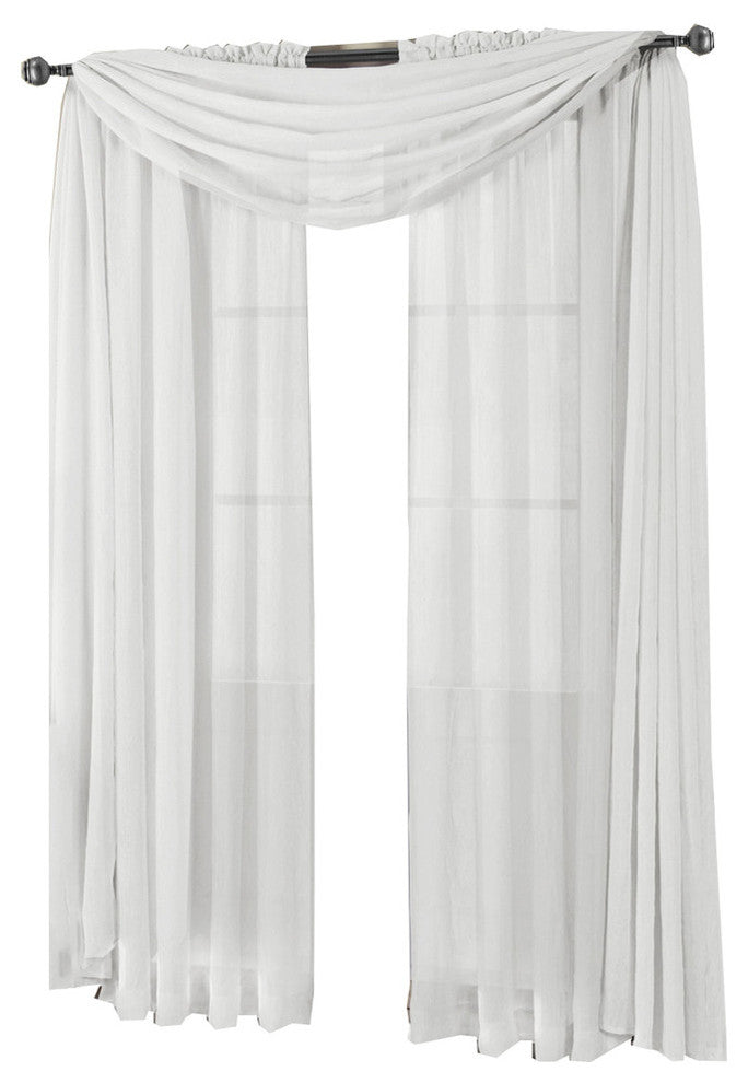 Abri Single Rod Pocket Sheer Curtain Panel, White, 50"x216"
