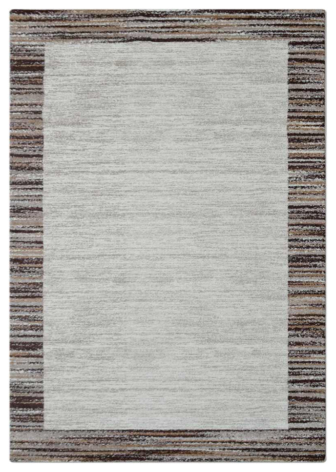 Machine Woven Heatset Polypropylene Area Rug Contemporary Ivory Beige, [Rectangle] 5'x8'