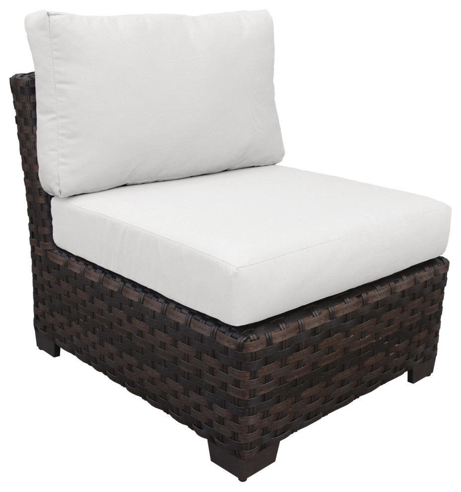 kathy ireland River Brook 5 Piece Wicker Patio Furniture Set, Alabaster