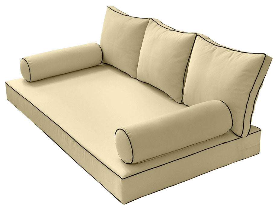 S3 Crib Size 6PC ContrastPipe Daybed Mattress Cushion Bolster Complete Set AD103