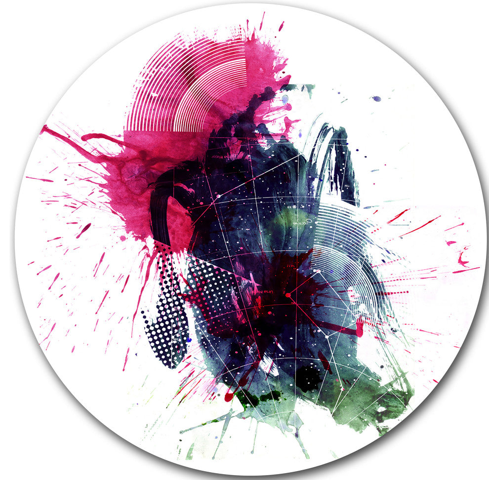Multicolor Abstract Stain, Modern Abstract Round Metal Wall Art, 38"