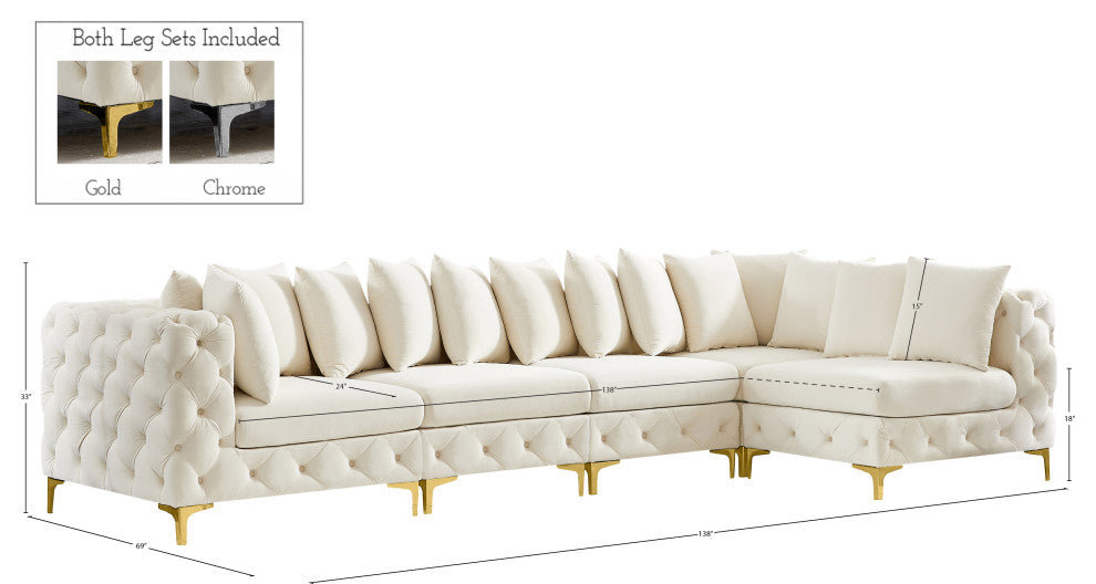 Tremblay Modular Sectional, Cream, L-Shaped, 5-Piece: Armless (3), Corner (2)