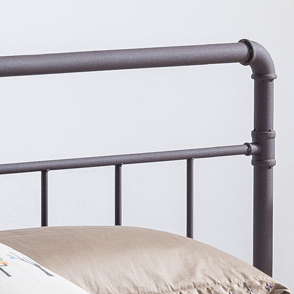 GDF Studio Sally Industrial King Iron Bed Frame, Hammered Copper