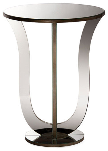Kylie Hollywood Regency Glamour Mirrored Accent Side Table, Silver Mirrored