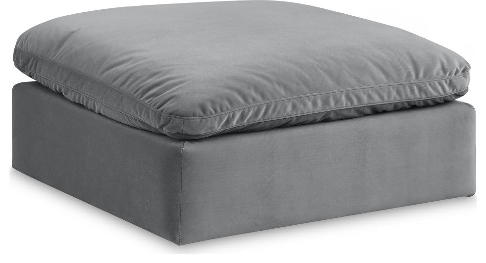 Comfy Beige Linen Textured Fabric Modular Chair, Grey, Velvet, Ottoman