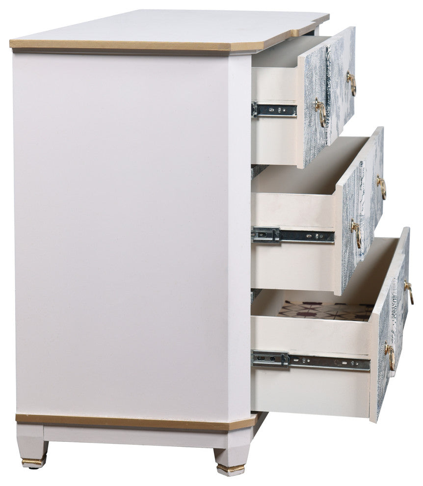 Dann Foley 3-Drawer Lifestyle Chest White and Gold Finish