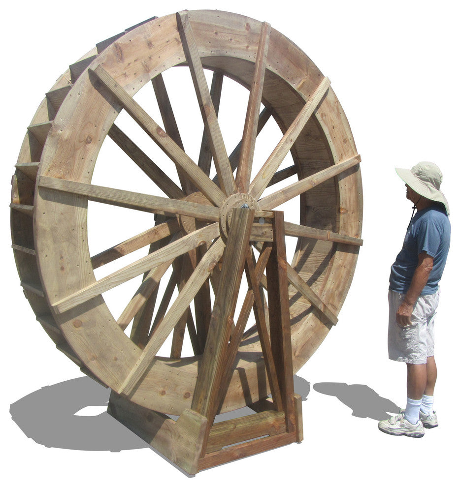 SamsGazebos 8-foot Craftsman Style Wood Water Wheel with Stand