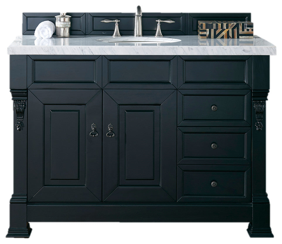 James Martin 147-114-5236-3AF 48" Antique Black Vanity w/ Solid Surface Top