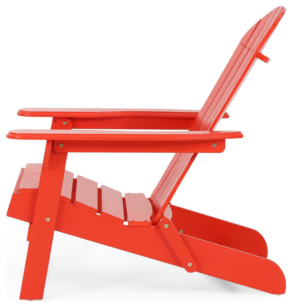Cartagena Outdoor Acacia Wood Folding Adirondack Chair, Set of 4, Red