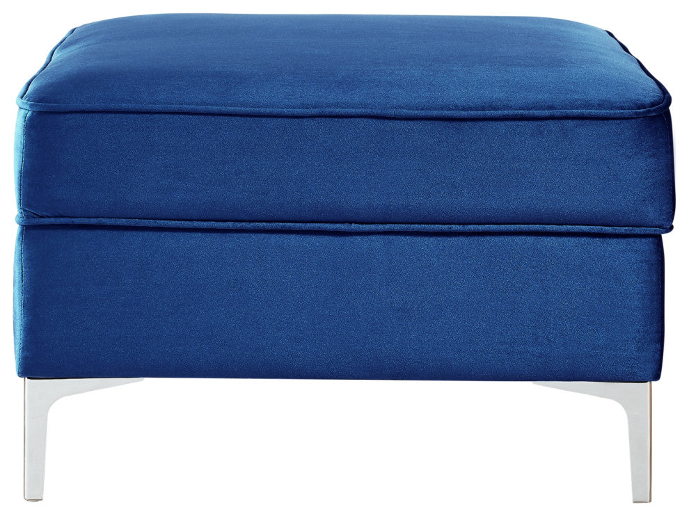 Jeannie Velvet Square Storage Ottoman, Navy