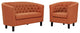 Prospect 2 Piece Upholstered Fabric Loveseat and Armchair Set, Orange