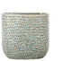 Ceramic Tall Oval Vase with Debossed Seamless Pattern Design Gloss Green Finish