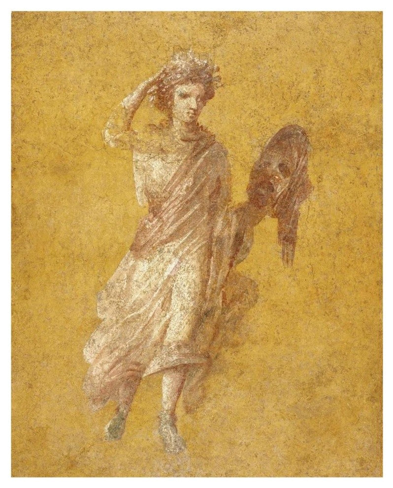 "Fragment of a Yellow Fresco Panel with Muse" Paper Art, 30"x37"