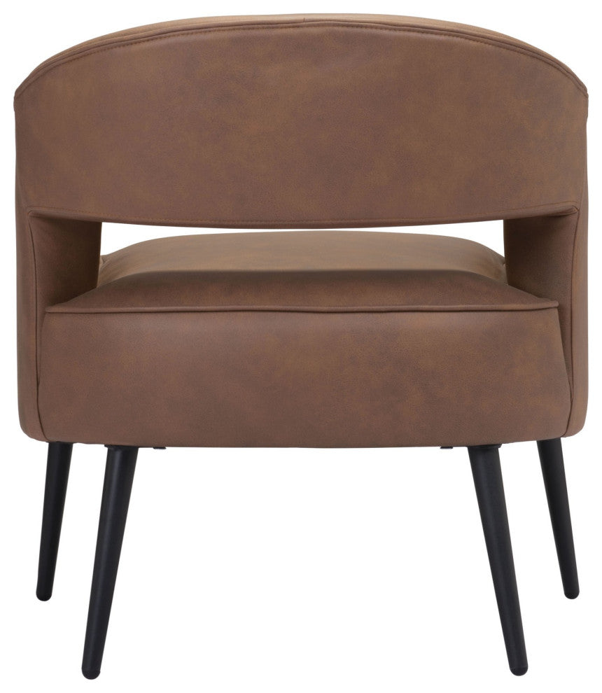 Accent Chair, Steel Metal, Vintage Brown, Black, Lounge Cafe Lobby Hospitality