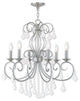 Chandelier With Clear Crystals, Brushed Nickel