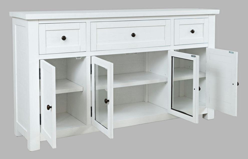 Rustic Solid Acacia Four Door 56" TV Cabinet