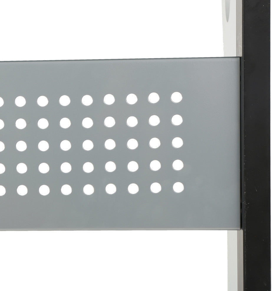 GDF Studio Orion L Shaped Office Desk with Tempered Glass Top