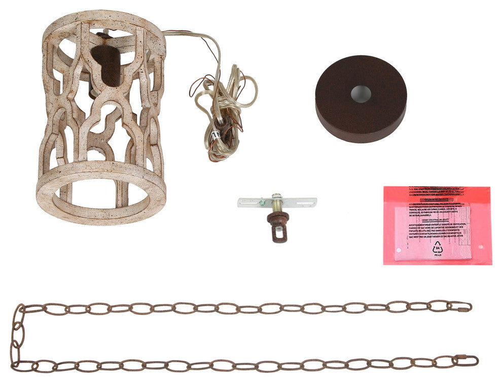 LNC Farmhouse Bronze Distressed Wood Cylinder Chandelier, 6.1" Width