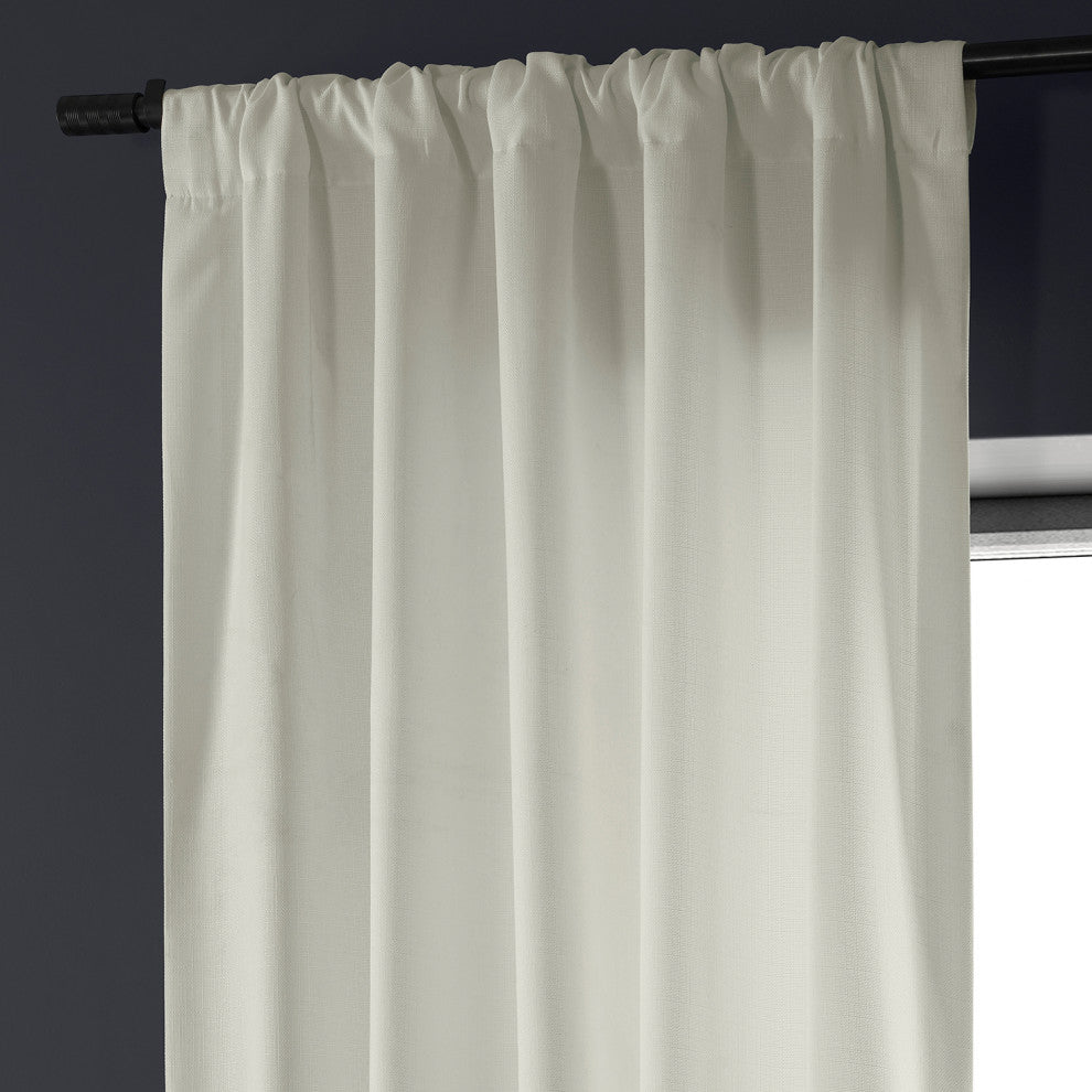 Italian Faux Linen Curtain Single Panel, Magnolia Off White, 50wx84l