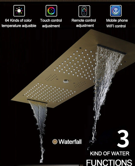 Rainfall Musical Shower System With Hand Shower, Style F- Remote Control Light