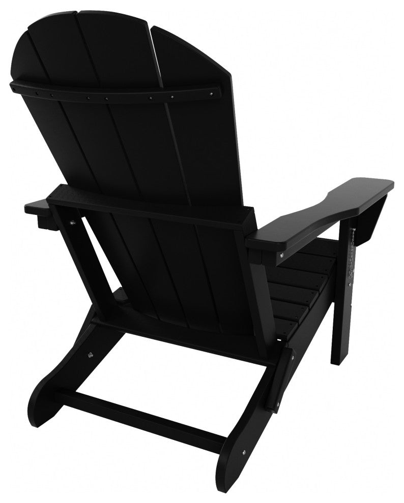 HDPE Outdoor Patio Folding Poly Adirondack Chair, Black