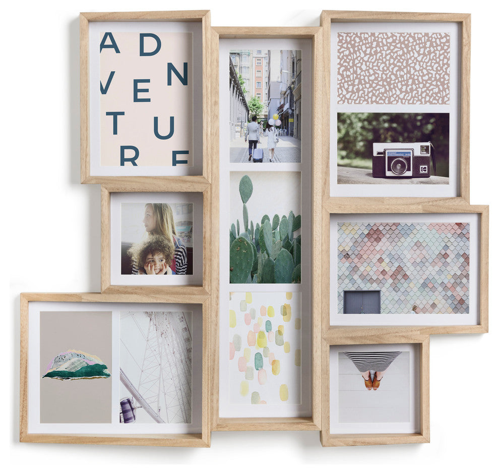 Edge 7-Opening Collage Wall Frame, Natural