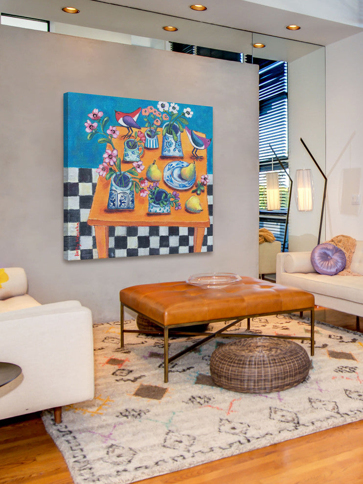 "This Table Has the Blues" Painting Print on Wrapped Canvas