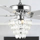 Mindy 52" 3-Light Glam Modern Crystal Shade LED Ceiling Fan With Remote, Chrome