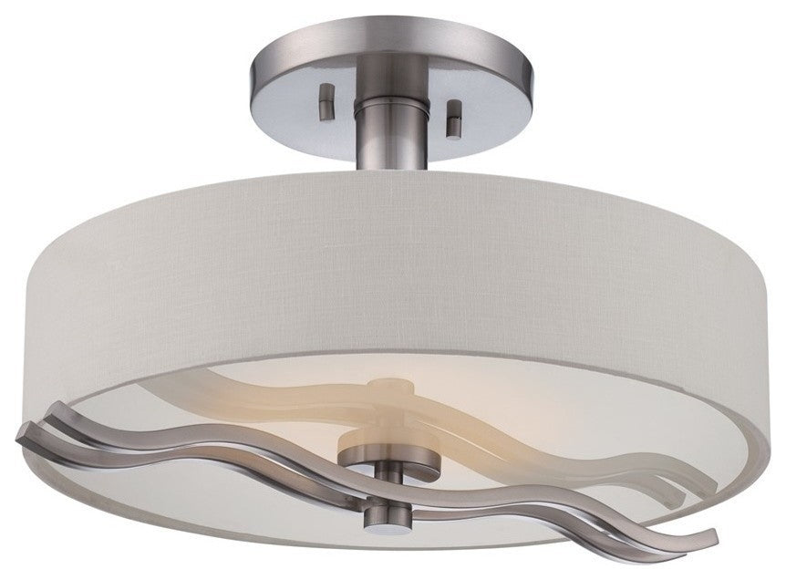 Nuvo 1-Light Wave Flush Mount LED Light Fixture, Brushed Nickel