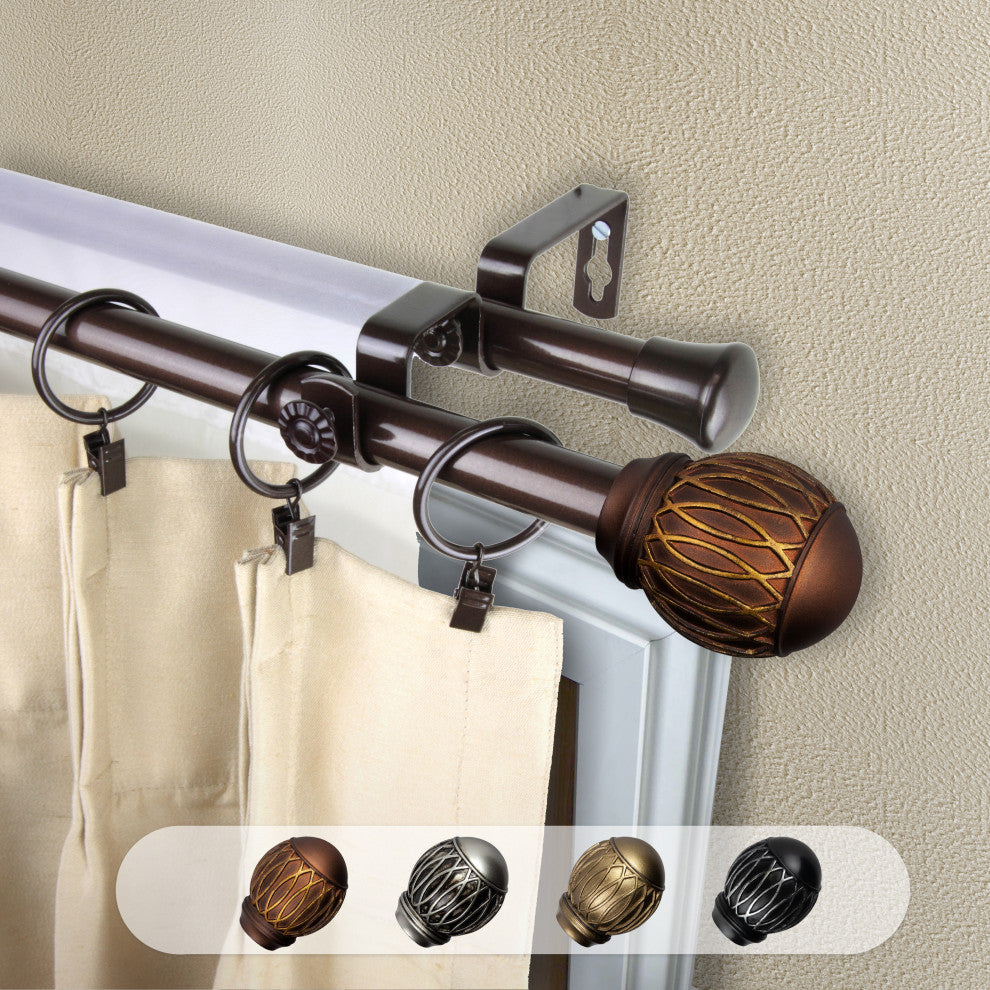 Denny 13/16" Double Curtain Rod Cocoa