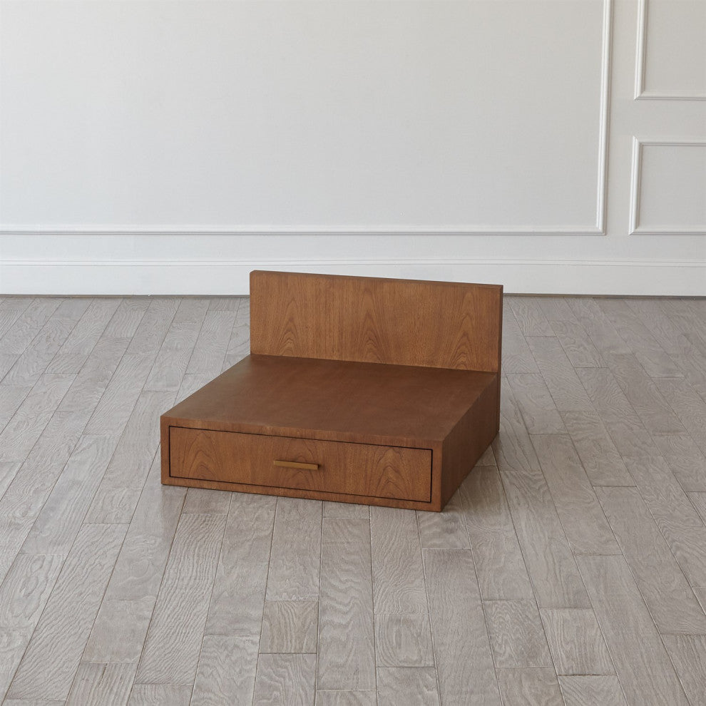 Luxe 6 Seat Sofa Side Table Sectional Walnut Wood Midcentury Contemporary Corner