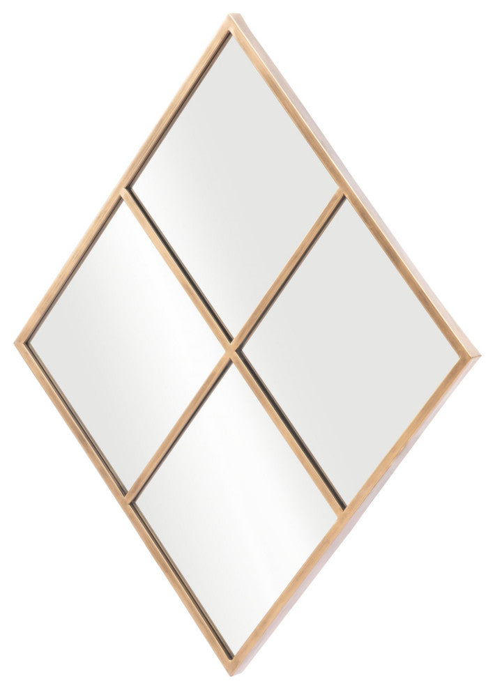 Frame Wall Mirror, Glass, Steel Metal, Gold, Bedroom Living