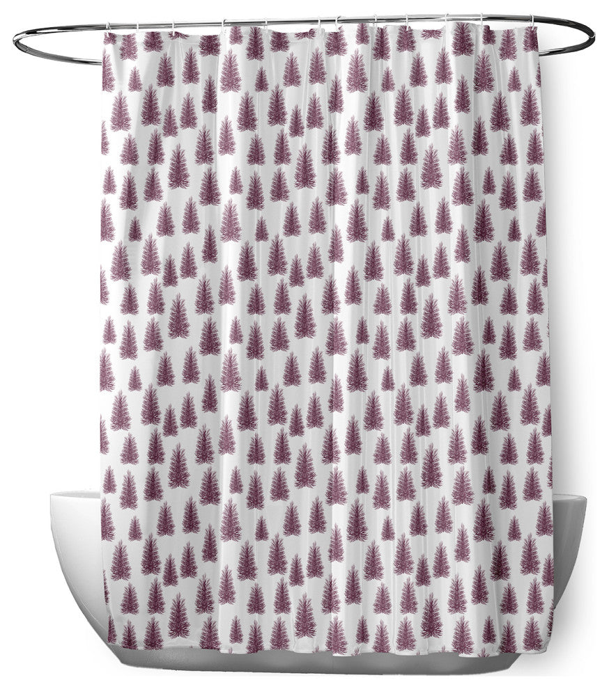 70"Wx73"L Christmas Trees Pattern Shower Curtain, Passion Flower