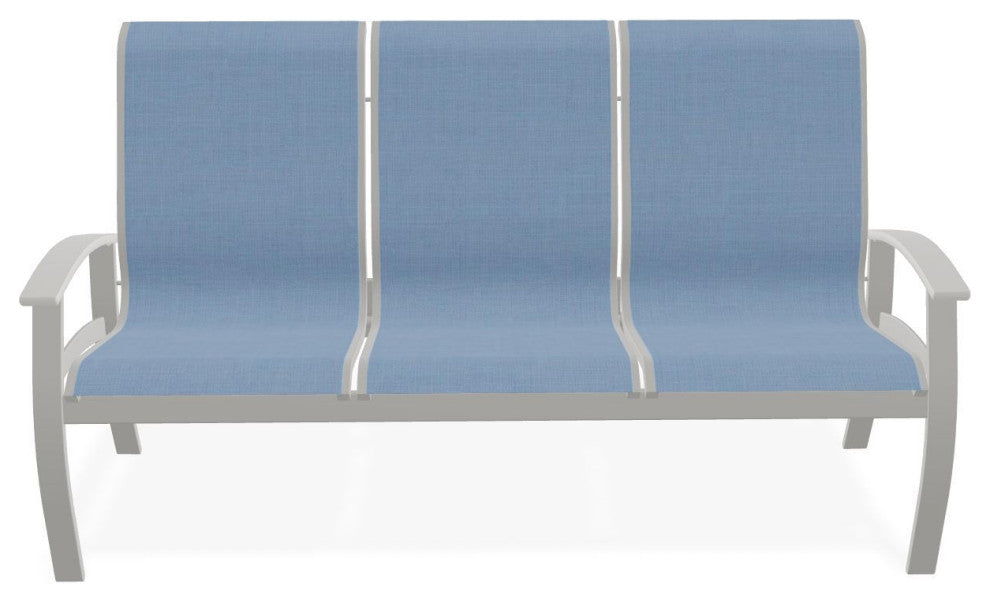 Belle Isle Sling 3-Seat Outdoor Sofa, Sky/Snow