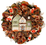 Gather Here with Grateful Hearts Thanksgiving Harvest Wreath Handmade Deco Mesh