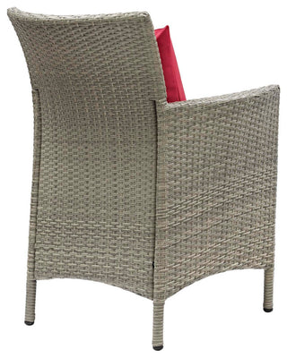 Conduit Outdoor Patio Wicker Rattan Dining Armchair Set of 2 EEI-4027-LGR-RED