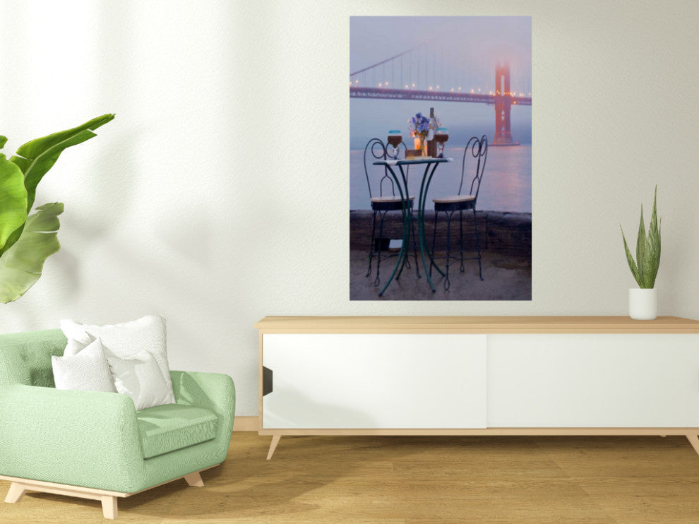 Foggy Night Bistro Caf" Golden Gate Bridge 1 Giclee Wrap Canvas Wall Art