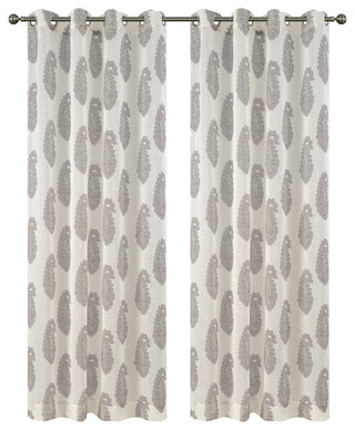 Paisley Drapery Curtain Panels with Grommets, Cream