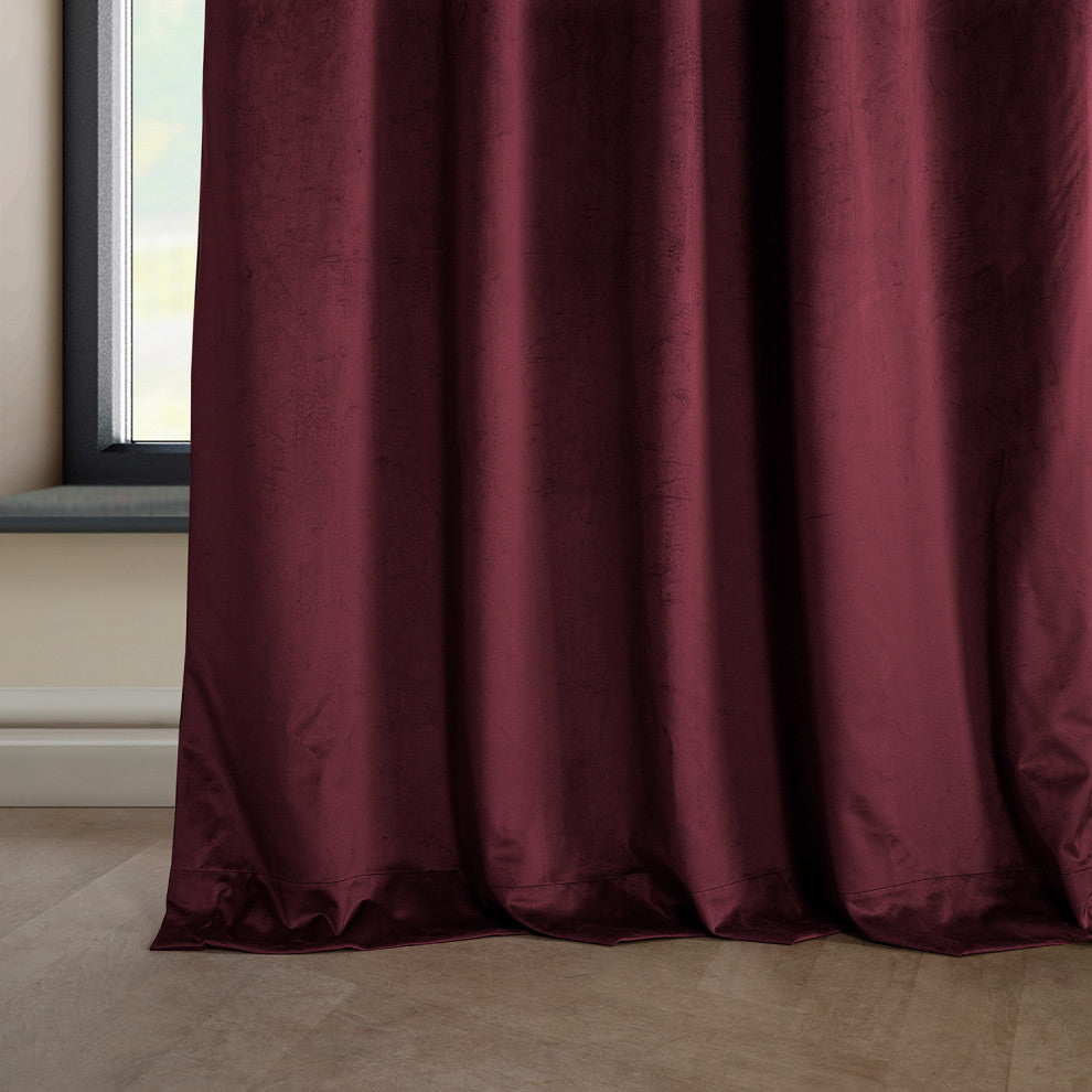 Heritage Plush Velvet Curtain Single Panel, Dark Merlot, 50"x96"