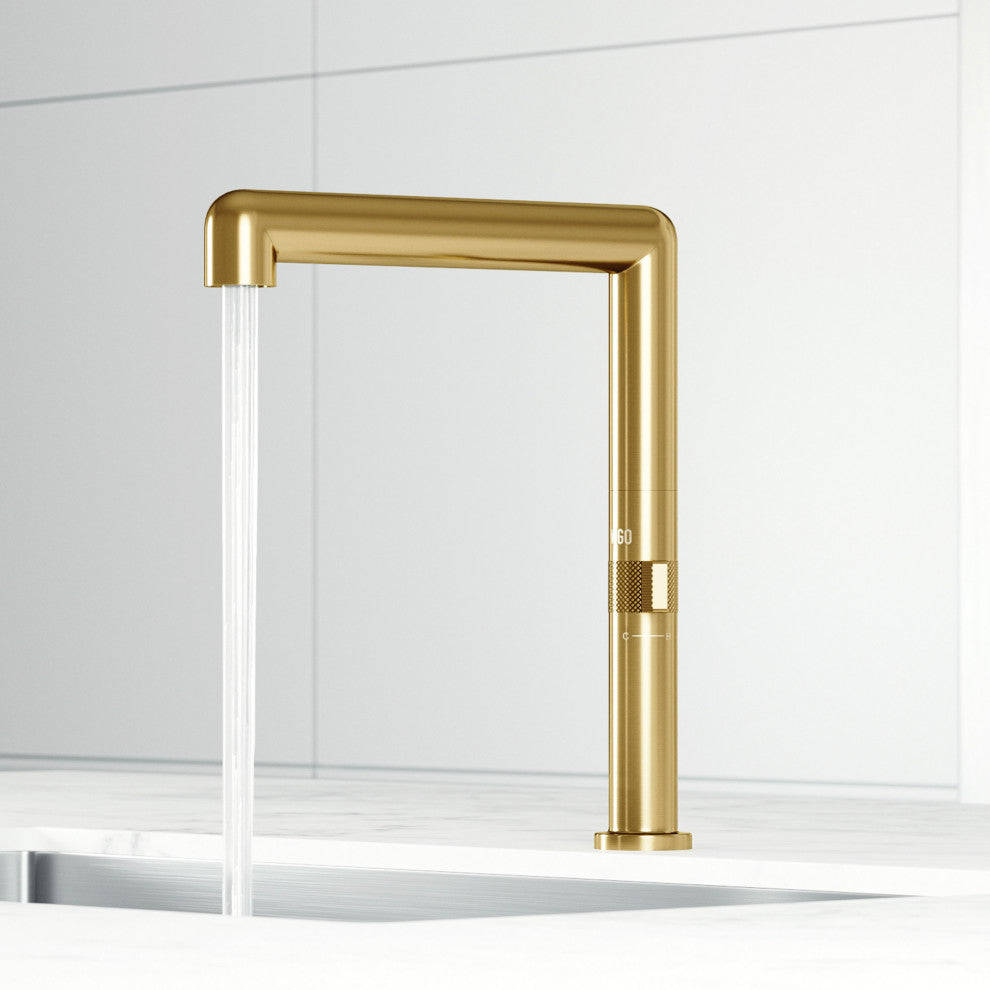 VIGO Jewel 11 in. H Single Handle Kitchen Bar Faucet, Matte Brushed Gold