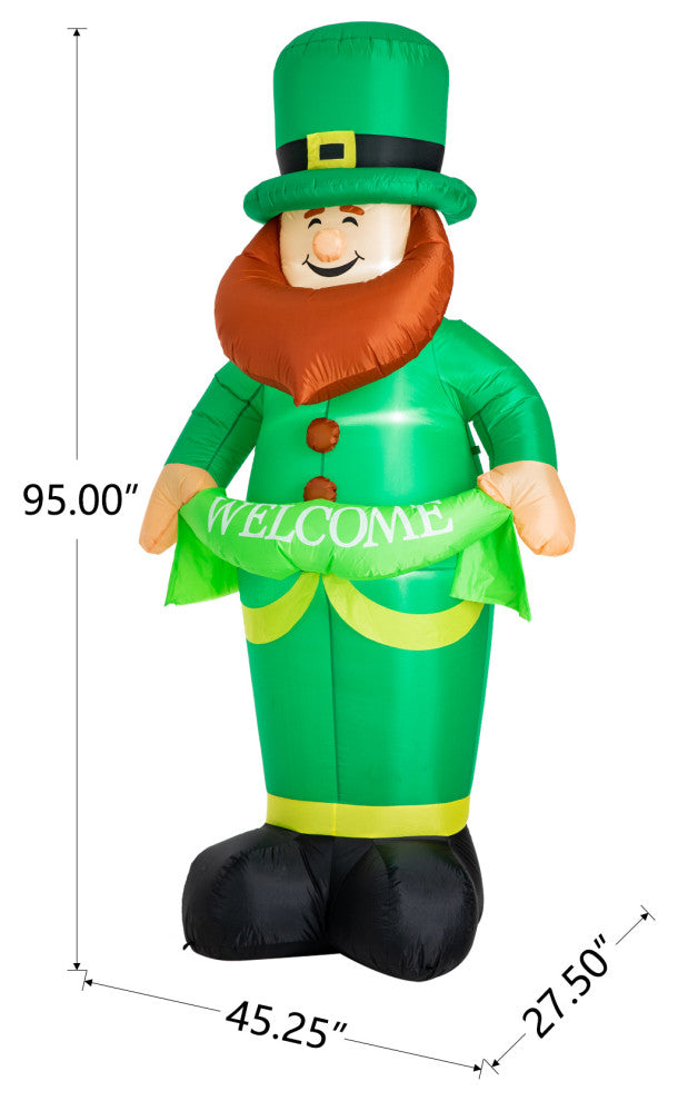 8' Lighted St. Patrick's Inflatable Leprechaun Decor