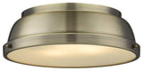 Golden Duncan 2 Light Flush Mount, Aged Brass, Aged Brass Shade