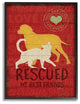 Rescued My Best Friend Dog & Cat Silhouette Framed Giclee Art, 16"x20"