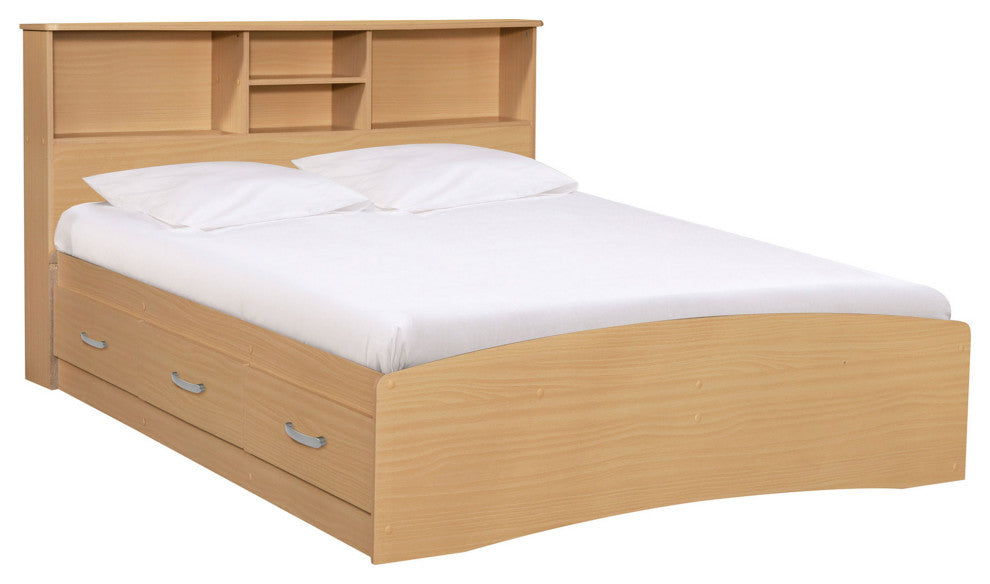 Better Home Products California Wooden Full Captains Bed, Beech, Maple