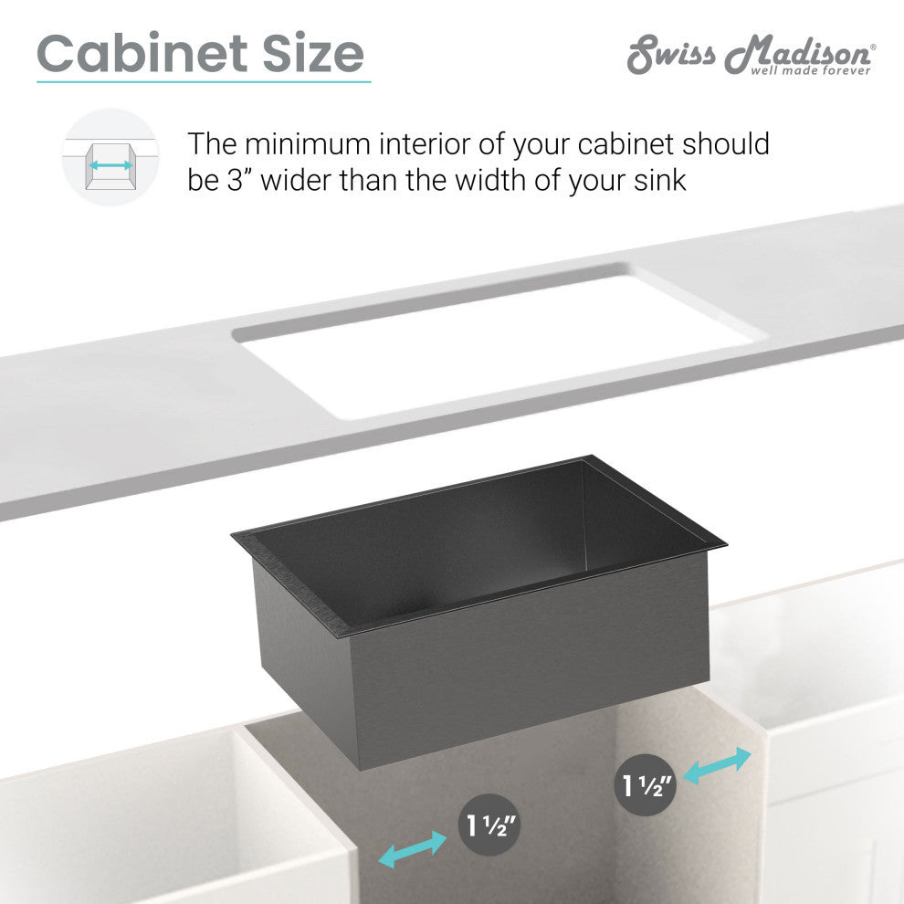 Plaisir 27"x19" Stainless Steel, Undermount Kitchen Sink, Black
