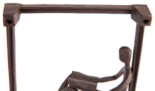 Man Reading on a Window Sill Hanging Wall Art Iron Sculpture