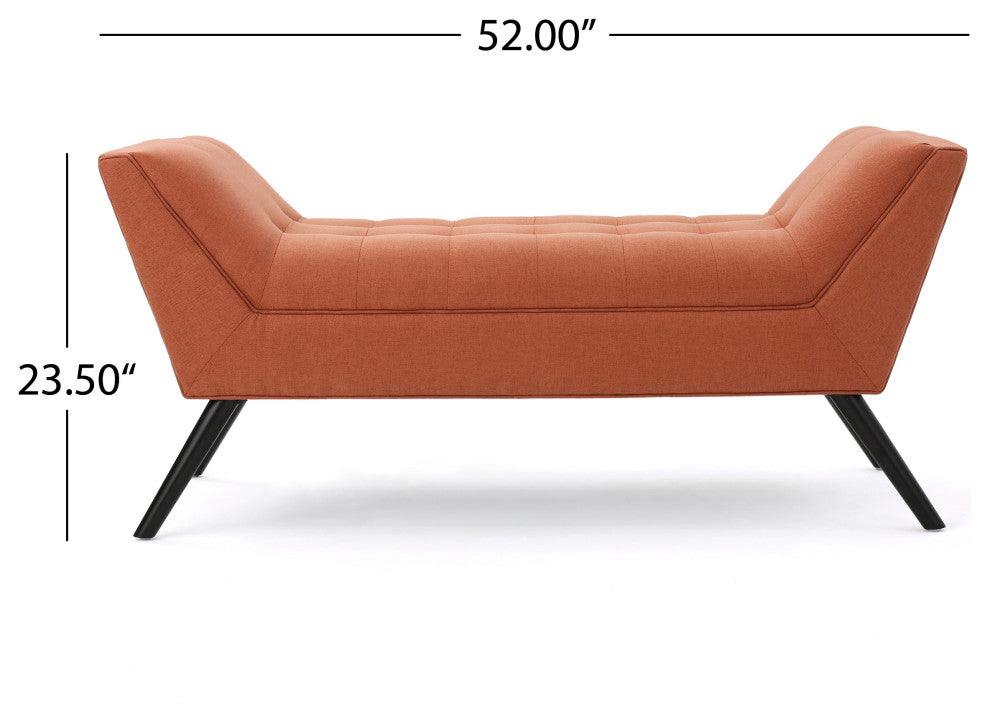 GDF Studio Madrid Tufted Fabric Ottoman Bench, Orange