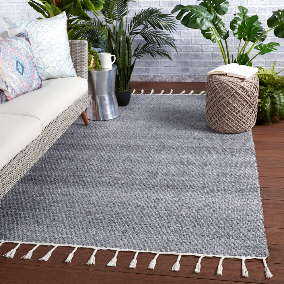 Jaipur Living Encanto Indoor/ Outdoor Solid Area Rug, Gray/White, 4'x6'